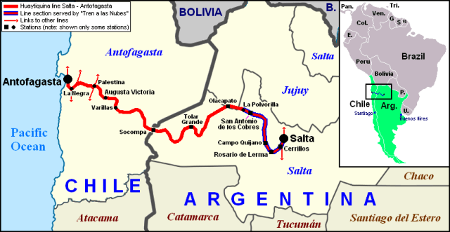 Map of Salta Antofagasta Railway