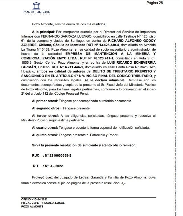 SII se querella contra alcalde de Pozo Almonte, Richard Godoy, por delitos tributarios de su empresa privada que superan los mil millones de pesos 1 pj