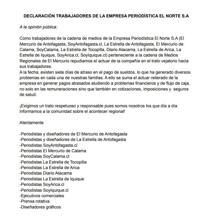 declaracion cadena el mercurio