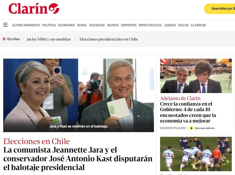 La prensa internacional y lo que dijeron Página 12 y Clarín sobre Chile 1 clarin