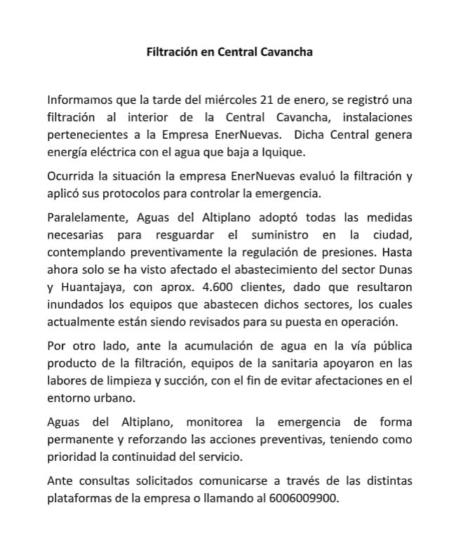 COMUNICADO AGUAS DEL ALTIPLANO 45